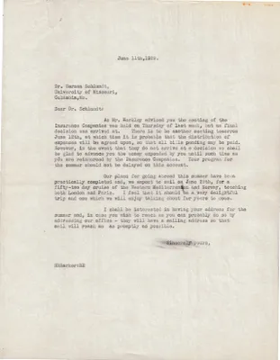 Letters Sent to Dr. Herman Schlundt, June 11, 1929