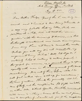 Letter from Elizur Wright, New York, to Amos Augustus Phelps, 1838 Aug[ust] 17