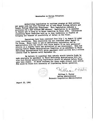 Memorandum on the Korean Situation from William C. Foster
