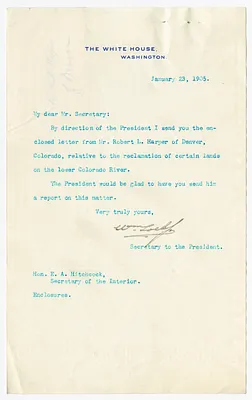 Letter from William Loeb to E. A. Hitchcock