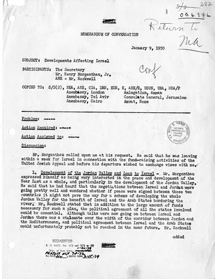 Memorandum of Conversation with Secretary of State Dean Acheson, Henry Morgenthau, Jr., and Stuart Rockwell