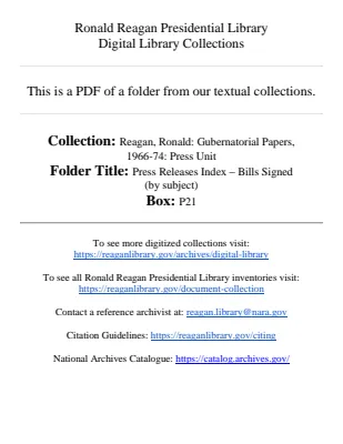 Press Releases Index - Bills Signed (by subject)