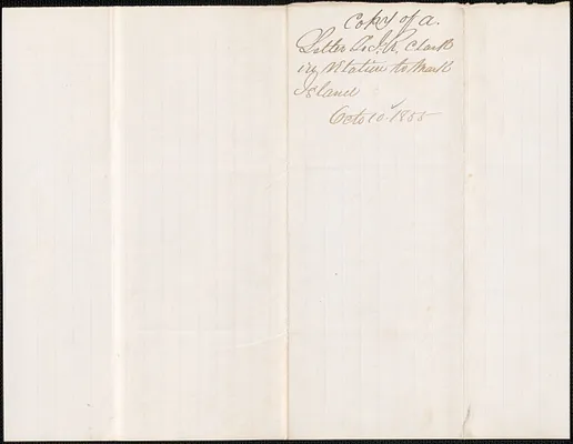 Copy of a letter from W. A. Harrington to Isaac R. Clark, 10 October 1855