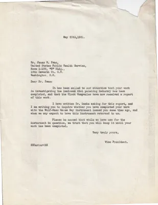 Letters Sent to Dr. James E. Ives, May 20, 1931