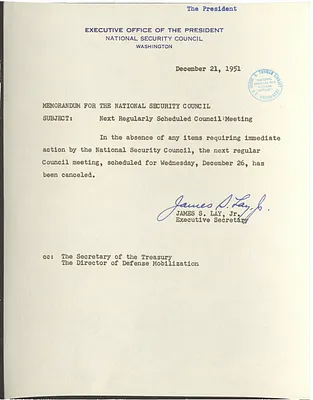 Memorandum from James S. Lay, Jr. to the National Security Council