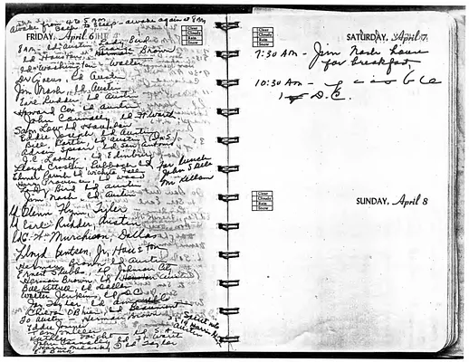 Lyndon Johnson's 1956 Desk Diary III, beginning 4/6/1956