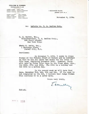 Letters Received to H.H. Barker, Edwin F. Smith, November 8, 1934