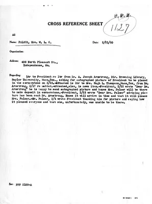 Cross Reference Memorandum