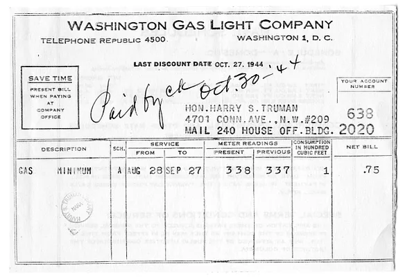 Bill from Washington Gas Light Company