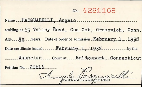 Fairfield County Superior Court, Naturalization Certificate Stubs, February 4, 1926-March 22, 1955, 4281168-4687515