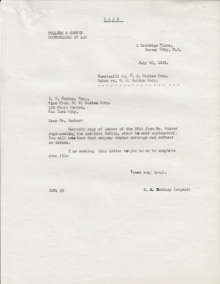 Letters Sent to H.H. Barker, July 30, 1935