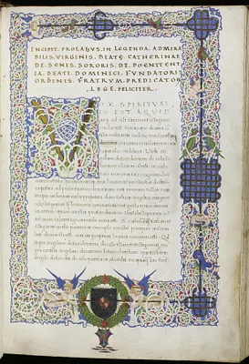 Initial V with White Vine Decoration