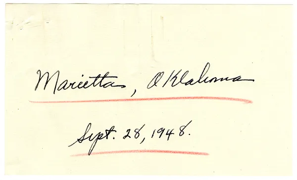 Press Release, Speech of President Harry S. Truman, Marietta, Oklahoma
