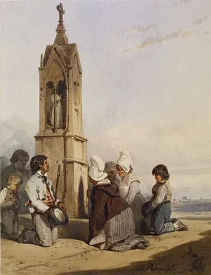Peasants Kneeling Before Shrine