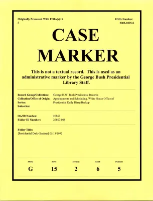 [Presidential Daily Backup] 01/13/1993