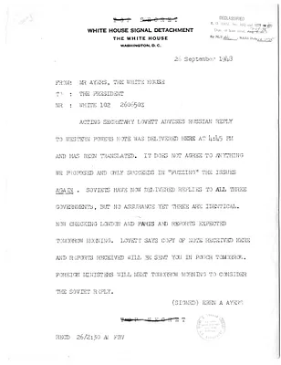 Messages from Eben Ayers and Robert Lovett to President Harry S. Truman
