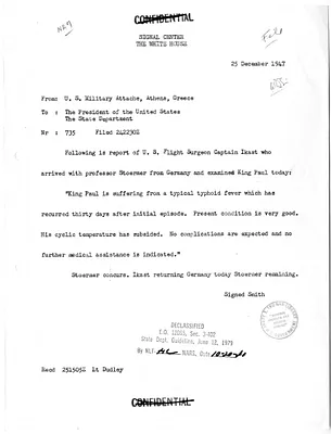 Telegram from Smith to President Harry S. Truman and the Department of State