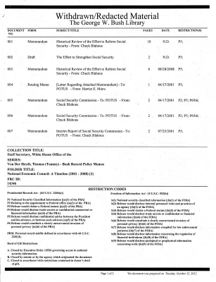 National Economic Council: A Timeline (2001 - 2008) [3]