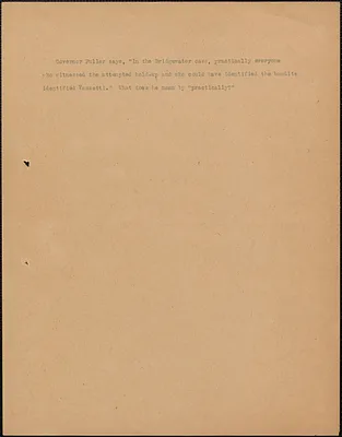 [Sacco-Vanzetti Defense Committee?] typed document (copy), [Boston, Mass., August 1927]