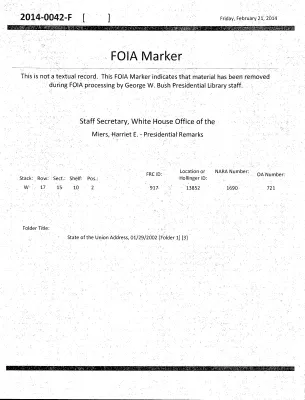 State of the Union Address, 01/29/2002 [Folder 1] [3]