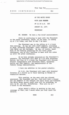 Press Secretary Briefings, 8/28/74
