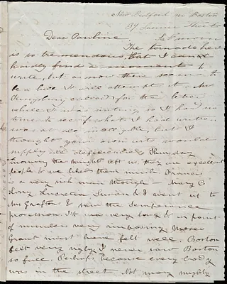 Letter from Debora Weston, New Bedford no [sic] Boston, 39 Summer Street, to Caroline Weston, Sat. morn[ing], [June 1, 1844]