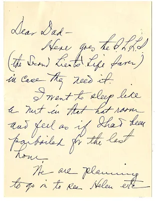 Letter from Bess W. Truman to Harry S. Truman