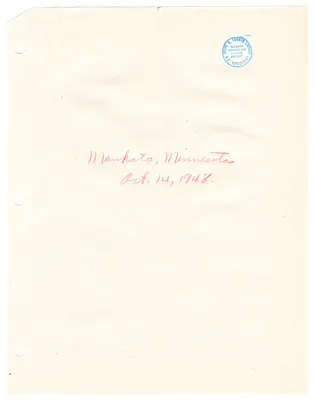 Reading Copy, Speech of President Harry S. Truman, Mankato, Minnesota