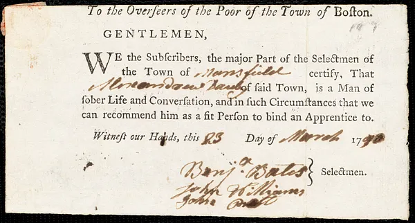Charles Jolly indentured to apprentice with Alexander Danby of Mansfield, 10 May 1790