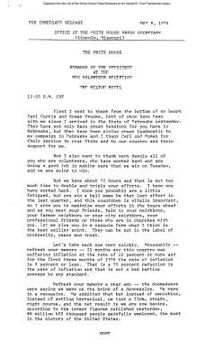 Remarks of the President at the PFC Volunteer Reception, the Hilton Hotel [Ford Speech or Statement]