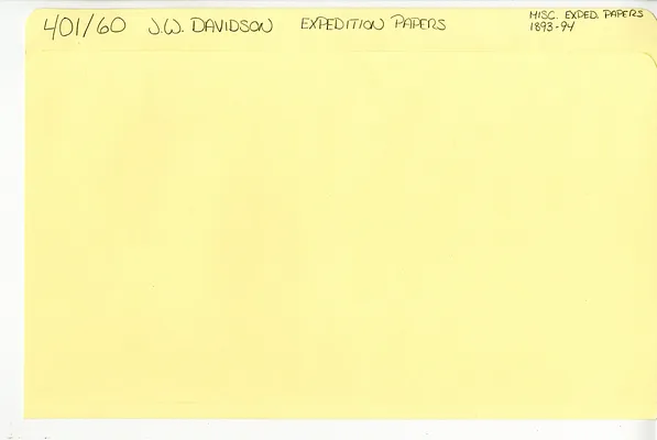 401/60 J.W. Davidson Expedition Papers Misc. Exped. Papers 1893-94