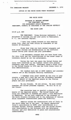 Exchange of remarks between the President and His Excellency Giulio Andreotti [Ford Speech or Statement]