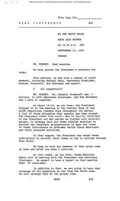 Press Secretary Briefings, 9/13/74