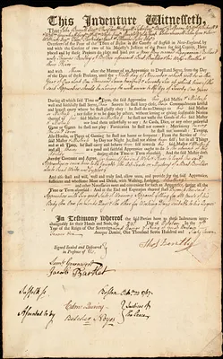 Benjamin Ballard indentured to apprentice with Thomas Bentley of Boston, 23 October 1767
