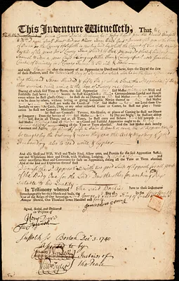 Samuel Waters indentured to apprentice with Jonathan Clark of Braintree, 3 December 1740
