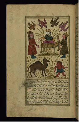 A Camel Being Presented to an Enthroned King