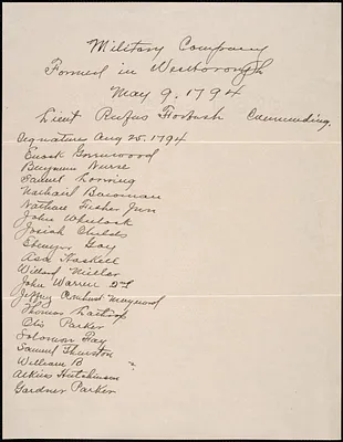 Copy of 1794 Militia List, by Charles H. Reed, n.d.