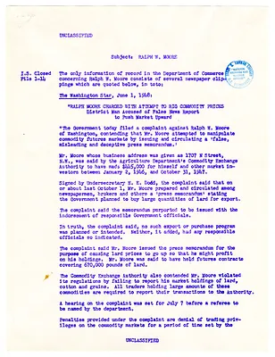 Memorandum re Ralph W. Moore