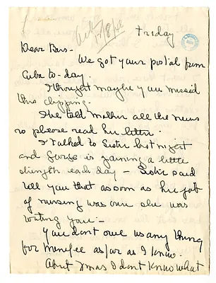 Letter from Natalie Wallace to Bess W. Truman