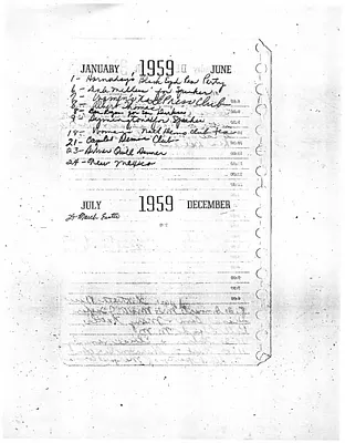 Lyndon Johnson's 1958 Desk Diary, notes for Jan. 1959