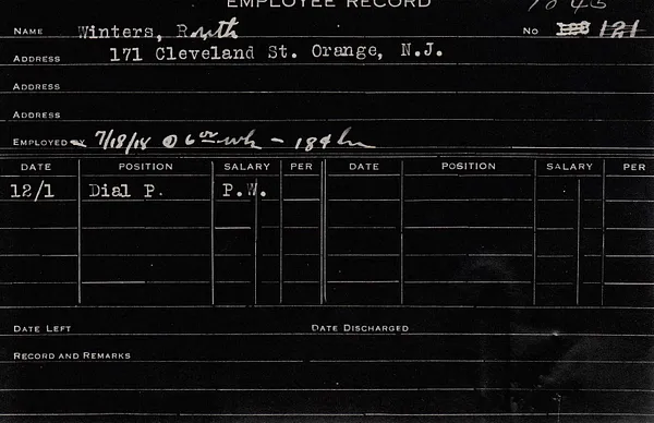 Employee Record, 1918