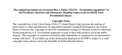 8/13/74 - Presidential Appointees