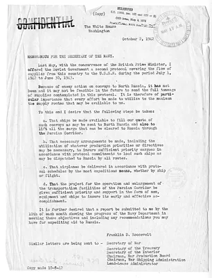Memorandum from President Franklin D. Roosevelt to the Secretary of the Navy
