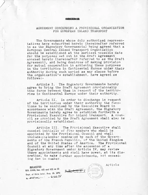 Agreement Concerning A Provisional Organization For European Inland Transport