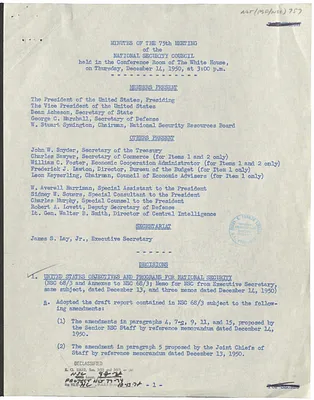 Minutes of the Seventy-Fifth Meeting of the National Security Council
