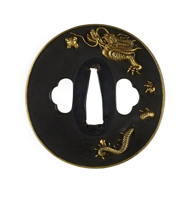 Tsuba with Dragon and Jewel