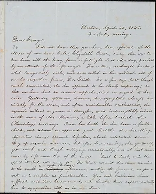 Letter from William Lloyd Garrison, Boston, [Mass.], to George William Benson, April 20, 1848, 3 o'clock, morning