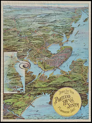 Birds eye view showing Portland R.R. Co. system and connecting lines