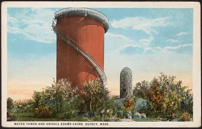 Water tower and Abigail Adams cairn