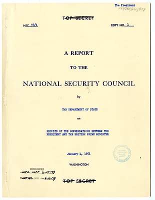 National Security Council Report 93/1, Report to the National Security Council by the Department of State on Results of the Conversations Between the President and the British Prime Minister